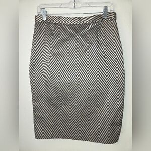 Black and Gold Chevron Pencil Skirt